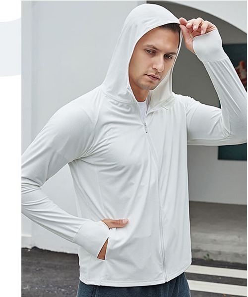 Coo+i（クーイ）の「指穴付き接触冷感uvカットパーカー（パーカー・レディース・ミント/ブルー/ホワイト/ピンク/ラベンダー/グレー・L/XL/M/L）」の10枚目の写真