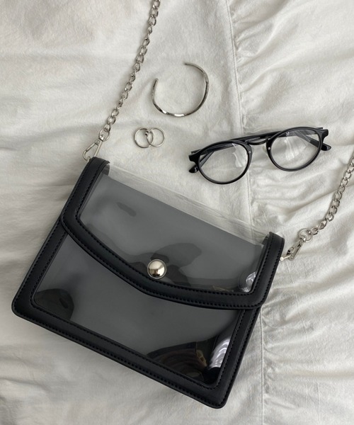 WEGO(ウィゴー)の「WEGO/チェーンクリアミニショルダーバッグ(ショルダーバッグ・レディース・ホワイト/ブラック・FREE)」の6枚目の写真