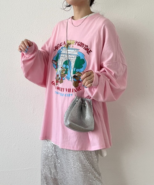 wee9s（ウィークス）の「vintage like bear tee / ヴィンテージライクベアーティー（Tシャツ/カットソー・レディース・アイボリー/ピンク/グレー・FREE）」の7枚目の写真