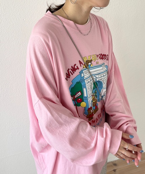 wee9s（ウィークス）の「vintage like bear tee / ヴィンテージライクベアーティー（Tシャツ/カットソー・レディース・アイボリー/ピンク/グレー・FREE）」の9枚目の写真