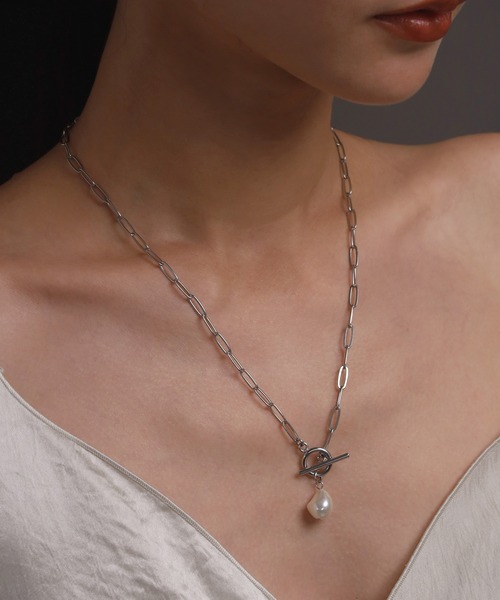 LHME（エルエイチエムイー）の「【WEB限定】”MELLOW”ポイントパールチェーンネックレス/サージカルステンレス（金属アレルギー対応）【LHME / エルエイチエムイー】（ネックレス・レディース・シルバー/ゴールド・46cm）」の14枚目の写真