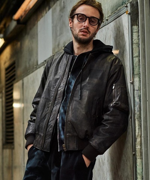 mj9262- Leather Bomber Jacket ボンバージャケット