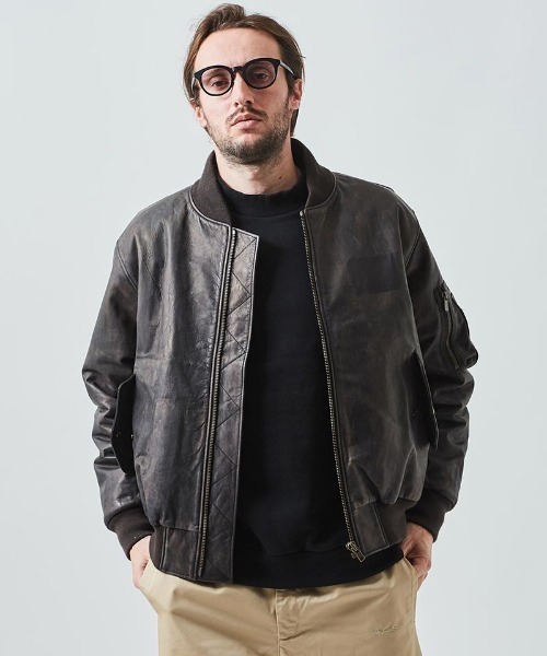 mj9262- Leather Bomber Jacket ボンバージャケット