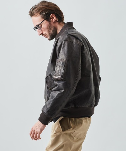 mj9262- Leather Bomber Jacket ボンバージャケット