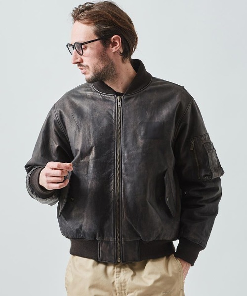 mj9262- Leather Bomber Jacket ボンバージャケット