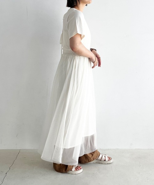 LOWRYS FARM（ローリーズファーム）の「チュール＊カット２Ｐワンピース　906175（ワンピース・レディース・ホワイト/ブラック・FREE）」の21枚目の写真