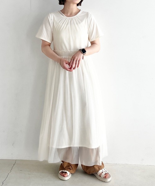 LOWRYS FARM（ローリーズファーム）の「チュール＊カット２Ｐワンピース　906175（ワンピース・レディース・ホワイト/ブラック・FREE）」の20枚目の写真