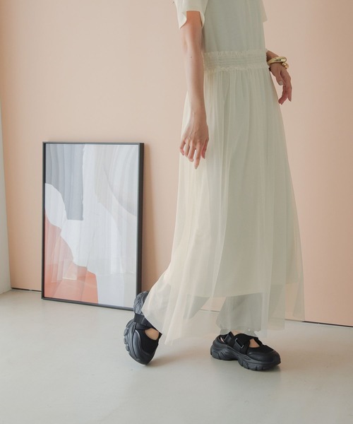 LOWRYS FARM（ローリーズファーム）の「チュール＊カット２Ｐワンピース　906175（ワンピース・レディース・ホワイト/ブラック・FREE）」の12枚目の写真