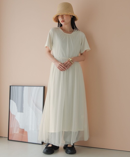 LOWRYS FARM（ローリーズファーム）の「チュール＊カット２Ｐワンピース　906175（ワンピース・レディース・ホワイト/ブラック・FREE）」の5枚目の写真