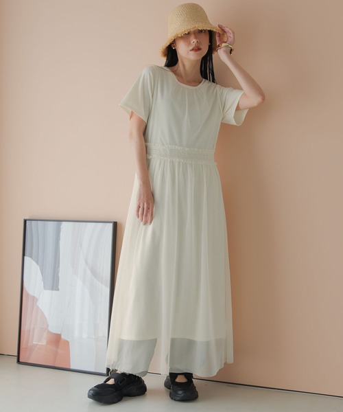 LOWRYS FARM（ローリーズファーム）の「チュール＊カット２Ｐワンピース　906175（ワンピース・レディース・ホワイト/ブラック・FREE）」の6枚目の写真