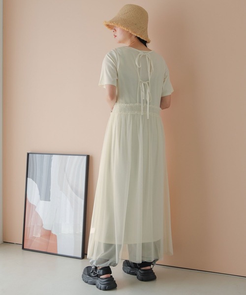 LOWRYS FARM（ローリーズファーム）の「チュール＊カット２Ｐワンピース　906175（ワンピース・レディース・ホワイト/ブラック・FREE）」の7枚目の写真