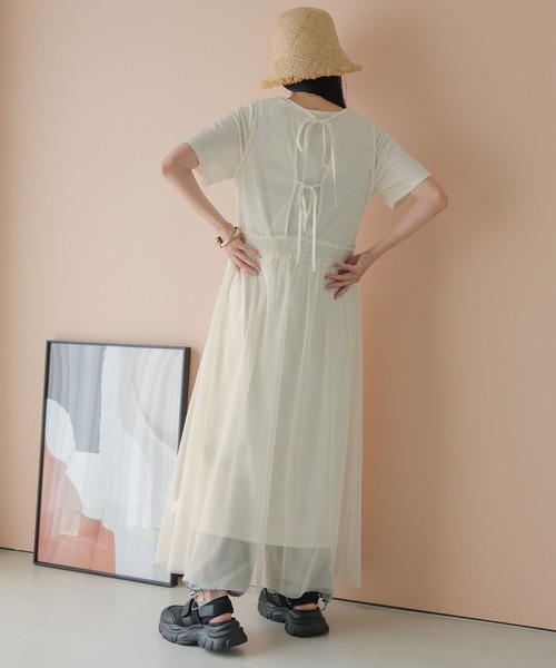 LOWRYS FARM（ローリーズファーム）の「チュール＊カット２Ｐワンピース　906175（ワンピース・レディース・ホワイト/ブラック・FREE）」の8枚目の写真