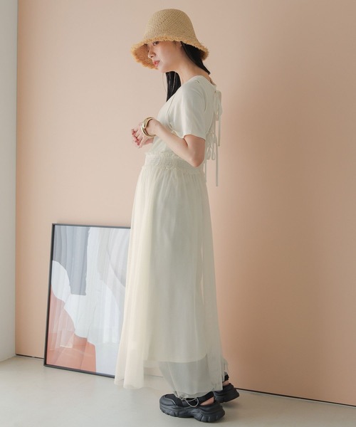 LOWRYS FARM（ローリーズファーム）の「チュール＊カット２Ｐワンピース　906175（ワンピース・レディース・ホワイト/ブラック・FREE）」の9枚目の写真