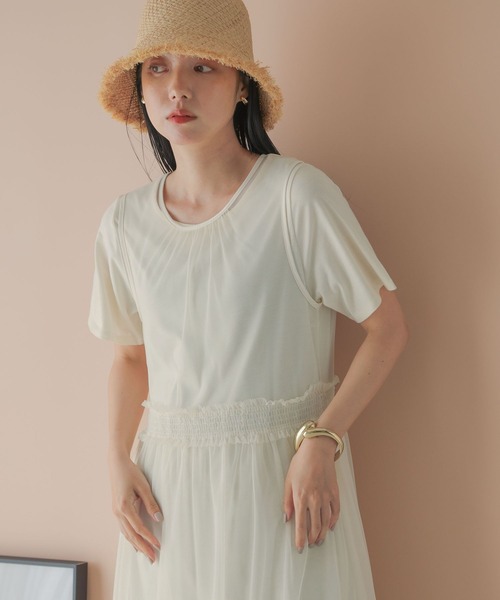 LOWRYS FARM（ローリーズファーム）の「チュール＊カット２Ｐワンピース　906175（ワンピース・レディース・ホワイト/ブラック・FREE）」の11枚目の写真