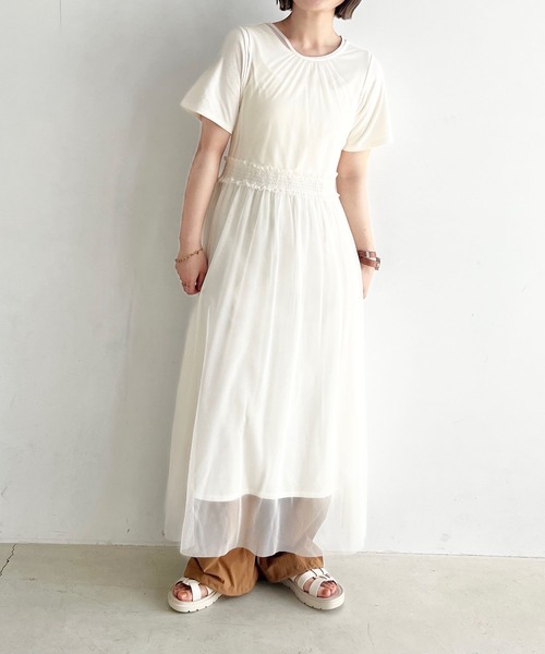 LOWRYS FARM（ローリーズファーム）の「チュール＊カット２Ｐワンピース　906175（ワンピース・レディース・ホワイト/ブラック・FREE）」の19枚目の写真