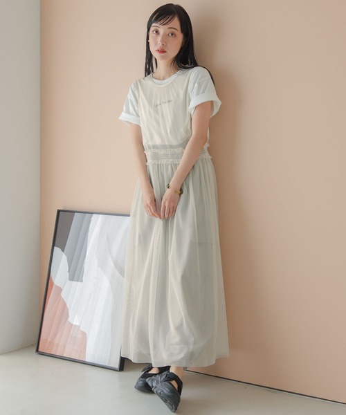 LOWRYS FARM（ローリーズファーム）の「チュール＊カット２Ｐワンピース　906175（ワンピース・レディース・ホワイト/ブラック・FREE）」の16枚目の写真