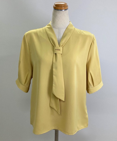 Felt-Maglietta（フェルトマリエッタ）の「半袖リボンタイブラウス（シャツ/ブラウス・レディース・ブラック/ベージュ/ホワイト/ライトグリーン/イエロー/ピンク/レッド/ライトブルー・FREE）」の10枚目の写真