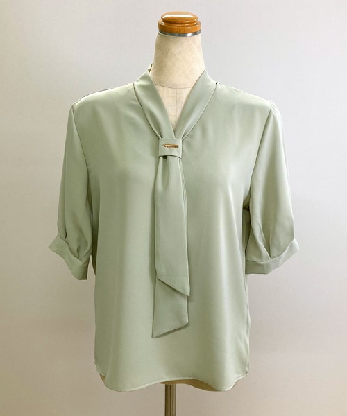 Felt-Maglietta（フェルトマリエッタ）の「半袖リボンタイブラウス（シャツ/ブラウス・レディース・ブラック/ベージュ/ホワイト/ライトグリーン/イエロー/ピンク/レッド/ライトブルー・FREE）」の13枚目の写真