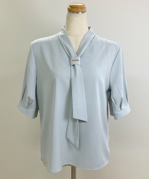 Felt-Maglietta（フェルトマリエッタ）の「半袖リボンタイブラウス（シャツ/ブラウス・レディース・ブラック/ベージュ/ホワイト/ライトグリーン/イエロー/ピンク/レッド/ライトブルー・FREE）」の18枚目の写真