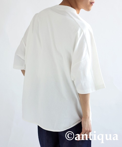 antiqua(アンティカ)の「ヴィンテージ風綿100%Tシャツ(Tシャツ/カットソー・メンズ・ブラック/スミクロ/ホワイト・FREE)」の8枚目の写真