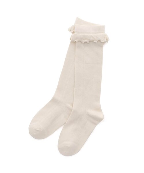 apres les cours（アプレレクール）の「フリルハイソックス（ソックス/靴下・キッズ・オフホワイト/ライトグレー/ピンク・12/15 /18/21）」の6枚目の写真