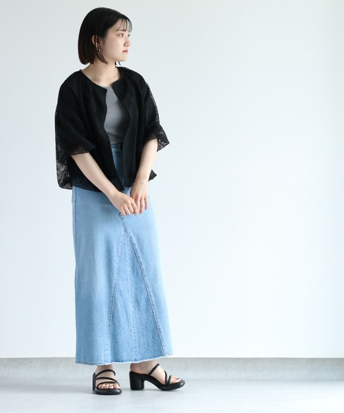 cepo（セポ）の「シアーメッシュバルーンカーディガン（カーディガン/ボレロ・レディース・ブラック/オフホワイト・M）」の12枚目の写真