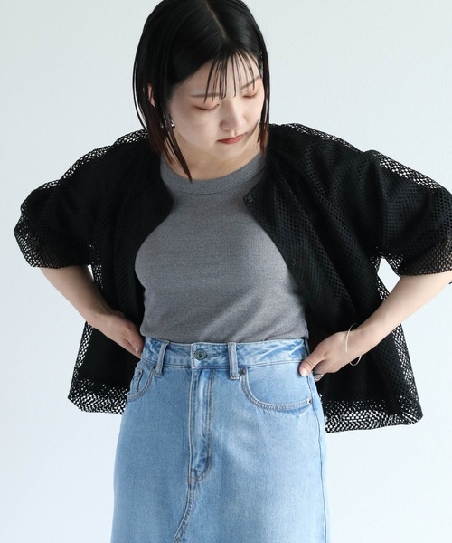 cepo（セポ）の「シアーメッシュバルーンカーディガン（カーディガン/ボレロ・レディース・ブラック/オフホワイト・M）」の8枚目の写真