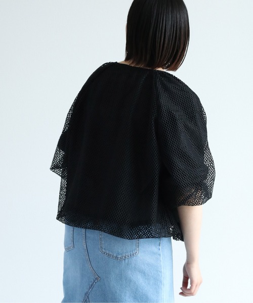cepo（セポ）の「シアーメッシュバルーンカーディガン（カーディガン/ボレロ・レディース・ブラック/オフホワイト・M）」の10枚目の写真