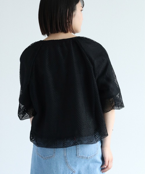 cepo（セポ）の「シアーメッシュバルーンカーディガン（カーディガン/ボレロ・レディース・ブラック/オフホワイト・M）」の11枚目の写真