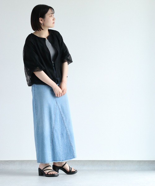 cepo（セポ）の「シアーメッシュバルーンカーディガン（カーディガン/ボレロ・レディース・ブラック/オフホワイト・M）」の13枚目の写真