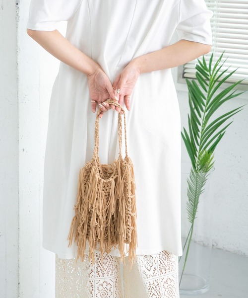 KBF（ケイビーエフ）の「フリンジニットBAG（ハンドバッグ・レディース・ブラック/ベージュ/グリーン・ONE）」の16枚目の写真