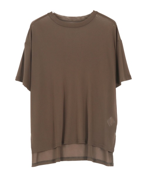 KOBE LETTUCE（コウベレタス）の「オーバーサイズモックネックシアーチュニックTシャツ（チュニック・レディース・ブラック/ブラウン系/オフホワイト・M）」の3枚目の写真