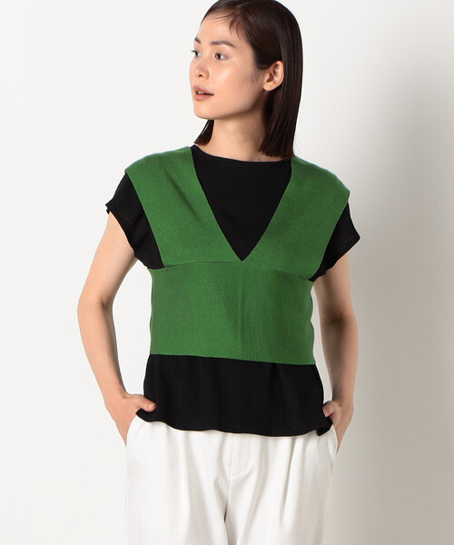 COMME CA ISM（コムサイズム）の「ニット　ビスチェ（ベスト・レディース・グリーン/ブラック/ライトベージュ・FREE）」の22枚目の写真