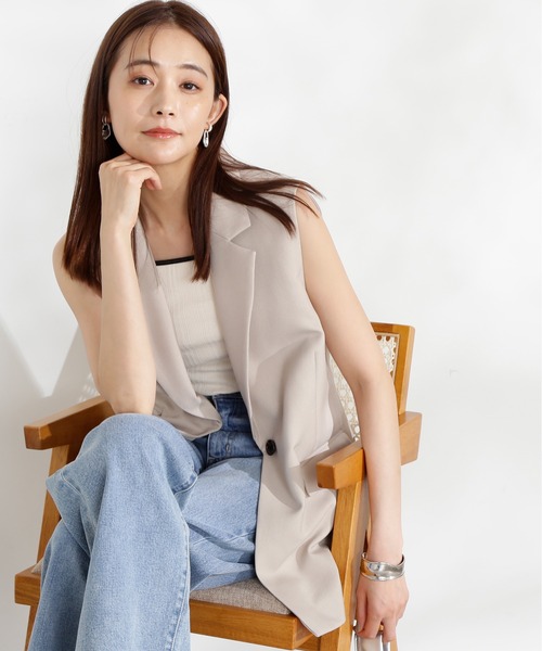 N.(N. Natural Beauty Basic)(エヌエヌナチュラルビューティーベーシック)の「◆シングルブレストテーラードジレ(ベスト・レディース・ブラウン/ベージュ/ブラック・MEDIUM)」の3枚目の写真