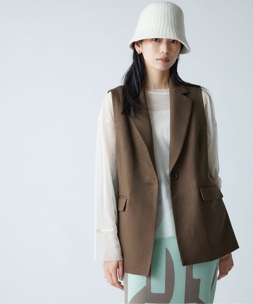 N.(N. Natural Beauty Basic)(エヌエヌナチュラルビューティーベーシック)の「◆シングルブレストテーラードジレ(ベスト・レディース・ブラウン/ベージュ/ブラック・MEDIUM)」の1枚目の写真