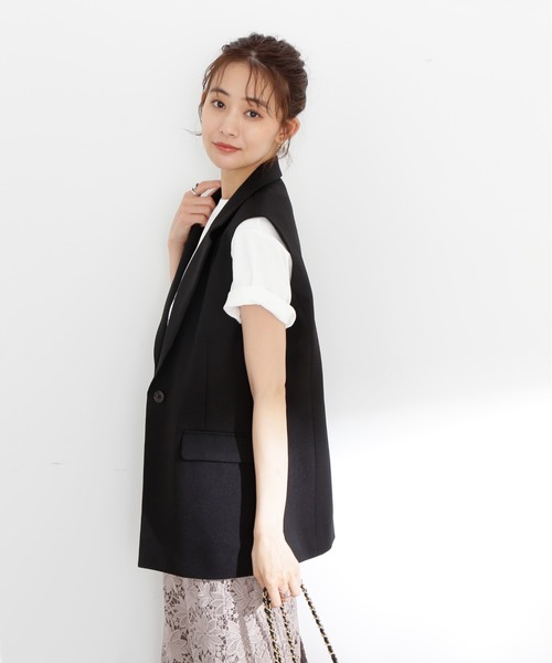 N.(N. Natural Beauty Basic)(エヌエヌナチュラルビューティーベーシック)の「◆シングルブレストテーラードジレ(ベスト・レディース・ブラウン/ベージュ/ブラック・MEDIUM)」の4枚目の写真