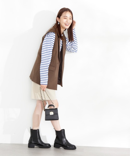 N.(N. Natural Beauty Basic)(エヌエヌナチュラルビューティーベーシック)の「◆シングルブレストテーラードジレ(ベスト・レディース・ブラウン/ベージュ/ブラック・MEDIUM)」の5枚目の写真