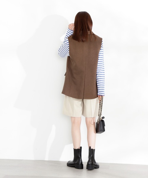 N.(N. Natural Beauty Basic)(エヌエヌナチュラルビューティーベーシック)の「◆シングルブレストテーラードジレ(ベスト・レディース・ブラウン/ベージュ/ブラック・MEDIUM)」の9枚目の写真