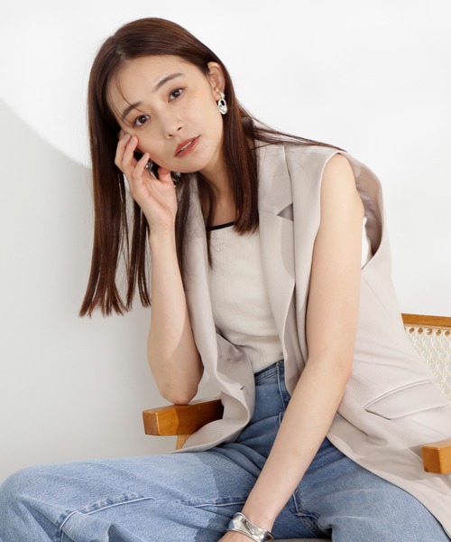 N.(N. Natural Beauty Basic)(エヌエヌナチュラルビューティーベーシック)の「◆シングルブレストテーラードジレ(ベスト・レディース・ブラウン/ベージュ/ブラック・MEDIUM)」の6枚目の写真