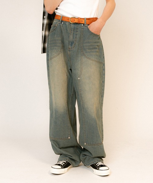 FTW(エフティダブリュー)の「WASHED DOUBLE KNEE DENIM PANTS(デニムパンツ・メンズ・ライトブルー/ブラック/インディゴブルー・LARGE/MEDIUM)」の19枚目の写真