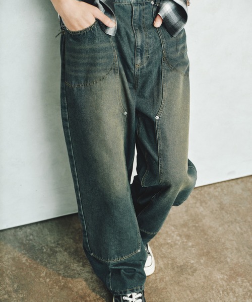 FTW(エフティダブリュー)の「WASHED DOUBLE KNEE DENIM PANTS(デニムパンツ・メンズ・ライトブルー/ブラック/インディゴブルー・LARGE/MEDIUM)」の8枚目の写真