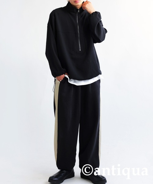 antiqua（アンティカ）の「綿100%裏毛スウェットパンツ（スウェットパンツ・レディース・杢グレー/ブラック・M/L）」の3枚目の写真