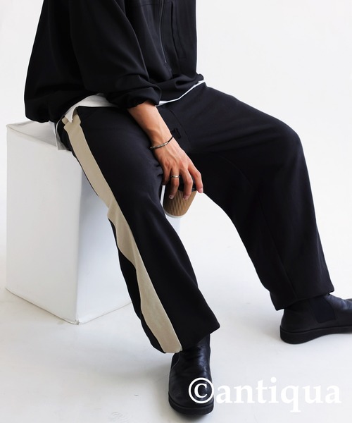 antiqua（アンティカ）の「綿100%裏毛スウェットパンツ（スウェットパンツ・レディース・杢グレー/ブラック・M/L）」の4枚目の写真