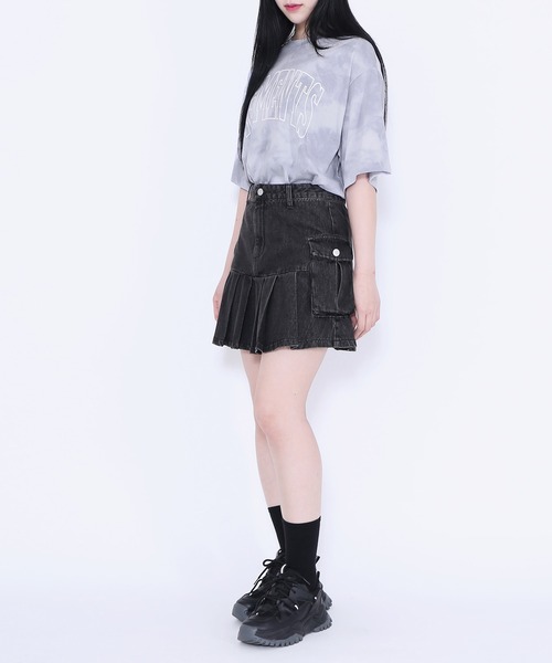 Figments（フィグメンツ）の「カーゴプリーツヘムデニムスカート（デニムスカート・レディース・ライトブルー/ブラック・SMALL/MEDIUM）」の11枚目の写真