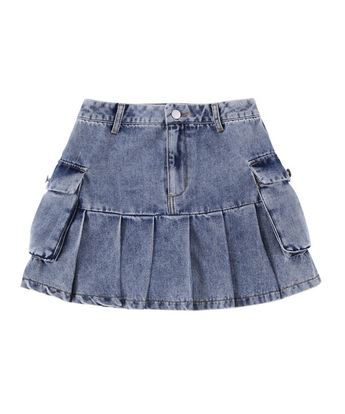 Figments（フィグメンツ）の「カーゴプリーツヘムデニムスカート（デニムスカート・レディース・ライトブルー/ブラック・SMALL/MEDIUM）」の12枚目の写真