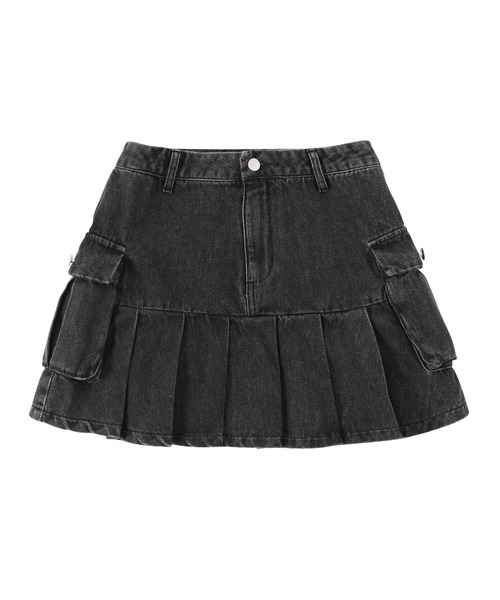 Figments（フィグメンツ）の「カーゴプリーツヘムデニムスカート（デニムスカート・レディース・ライトブルー/ブラック・SMALL/MEDIUM）」の13枚目の写真