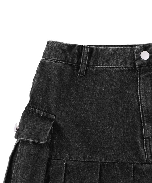 Figments（フィグメンツ）の「カーゴプリーツヘムデニムスカート（デニムスカート・レディース・ライトブルー/ブラック・SMALL/MEDIUM）」の17枚目の写真