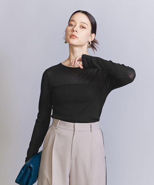 BEAUTY&YOUTH UNITED ARROWS（ビューティーアンドユースユナイテッドアローズ）の「コットンテレコ リブ シアー クルーネック カットソー（Tシャツ/カットソー・レディース・ブラウン/ホワイト/ブラック/ライトブルー・FREE）」の12枚目の写真