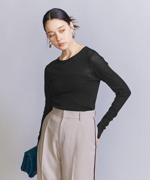 BEAUTY&YOUTH UNITED ARROWS（ビューティーアンドユースユナイテッドアローズ）の「コットンテレコ リブ シアー クルーネック カットソー（Tシャツ/カットソー・レディース・ブラウン/ホワイト/ブラック/ライトブルー・FREE）」の8枚目の写真