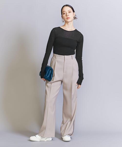 BEAUTY&YOUTH UNITED ARROWS（ビューティーアンドユースユナイテッドアローズ）の「コットンテレコ リブ シアー クルーネック カットソー（Tシャツ/カットソー・レディース・ブラウン/ホワイト/ブラック/ライトブルー・FREE）」の5枚目の写真